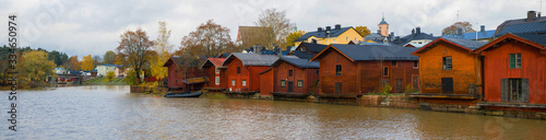 October cloudy day on the Porvoonjoki River. Old Porvoo, Finland