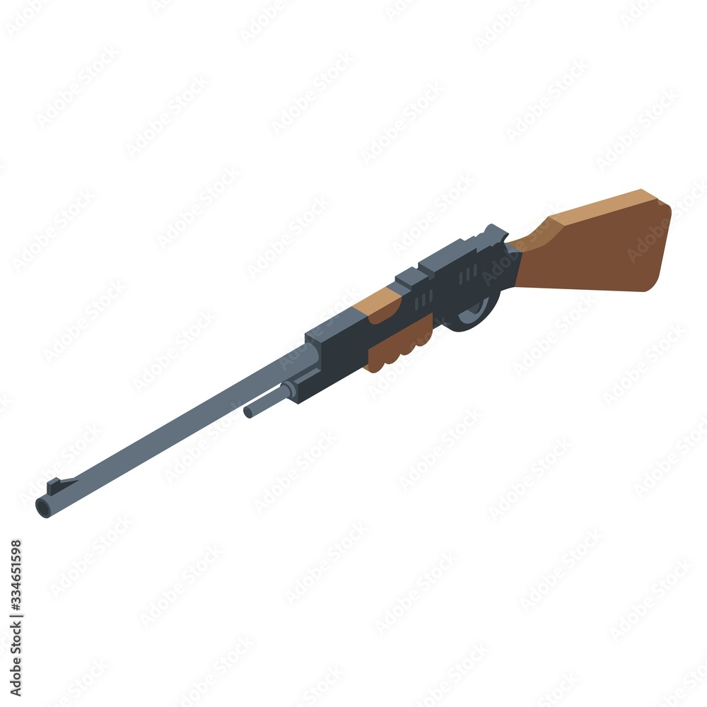Duck hunting rifle icon. Isometric of duck hunting rifle vector icon for web design isolated on white background Duck hunting rifle icon. Isometric of duck hunting rifle vector icon for web design isolated on white background