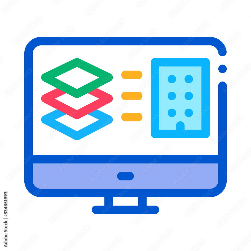 computer simulation of building icon vector. computer simulation of building sign. color symbol illustration computer simulation of building icon vector. computer simulation of building sign. color symbol illustration