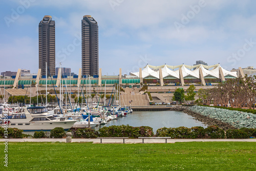 San Diego twin towers and marina. photo