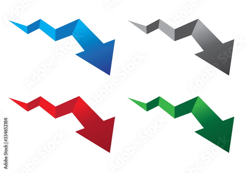 Illustration of a multicolored arrow falling down