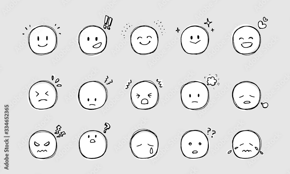 絵文字風の顔イラストセット Stock Vector Adobe Stock