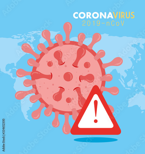 coronavirus 2019 ncov particle with alert signal vector illustration design