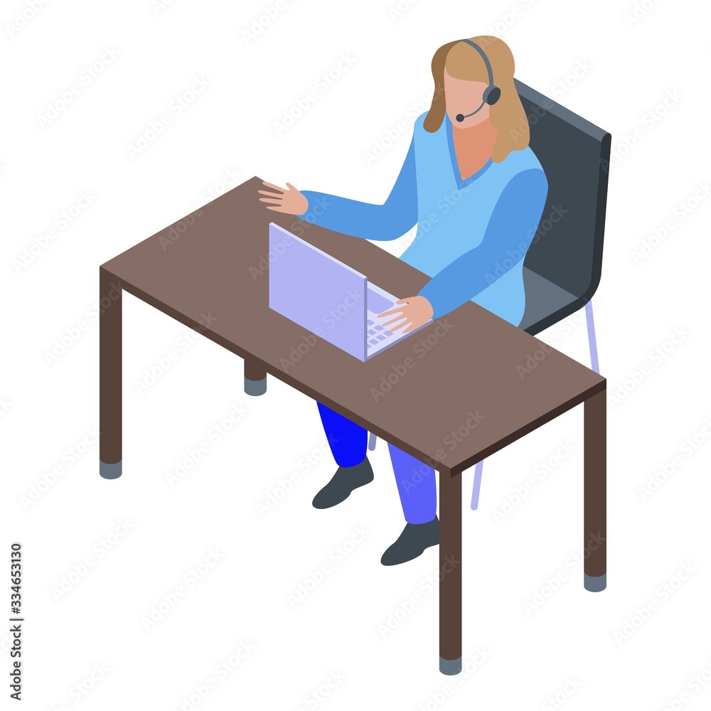 Fototapeta premium Call center worker icon. Isometric of call center worker vector icon for web design isolated on white background