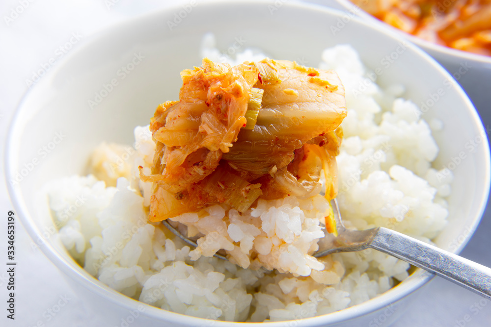 Korean Tuna kimchi stew which is called Chamchi Kimchi Jjigae with rice Korean Tuna kimchi stew which is called Chamchi Kimchi Jjigae with rice