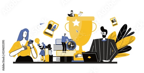 business online conclusion of the transaction, the company is engaged in joint construction, raising a career to success, the abstract head, filled with ideas of thought and analysis. vector 