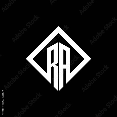 RA logo monogram with square rotate style design template