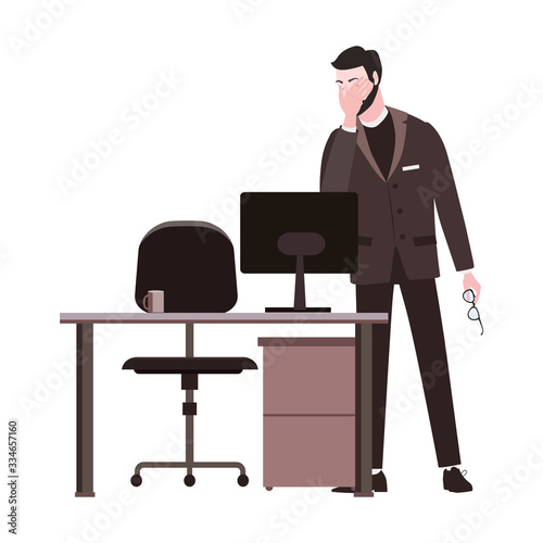 Businessman with facepalm gesture. Headache, disappointment or shame sad stressed face