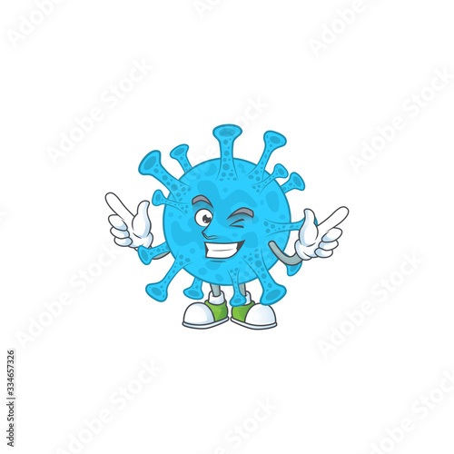 Cartoon character design concept of coronavirus backteria cartoon design style with wink eye photo