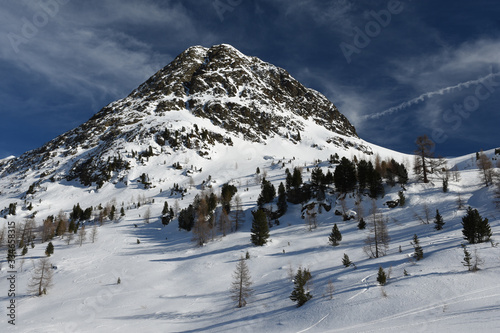 Staller Sattel, verschneit, zugeschneit, Osttirol, Tirol, Winter, Jahreszeit, Schnee, Eis, Schneedecke, Wald, Alpen, Villgrater Berge, Defereggen, Deferegger Alpen, Grenze, Österreich, Italien, Südtir photo