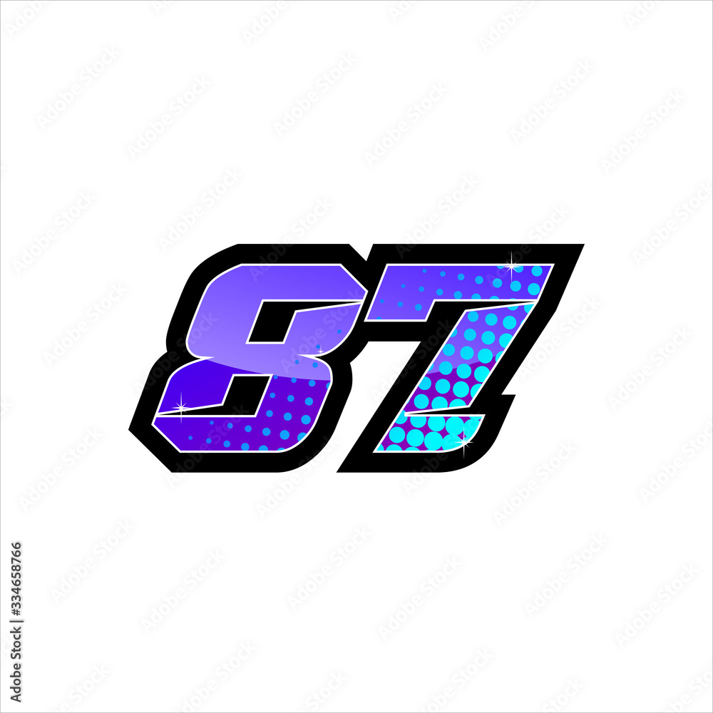Vector Racing number 87, start racing number, sport race number with ...