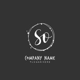 Handwritten initial letter S O SO for identity and logo. Vector logo template with handwriting and signature style.