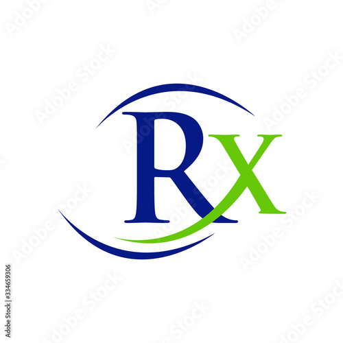custom creative green blue RX logo design vector medical treatment teraphy icon symbol illustration