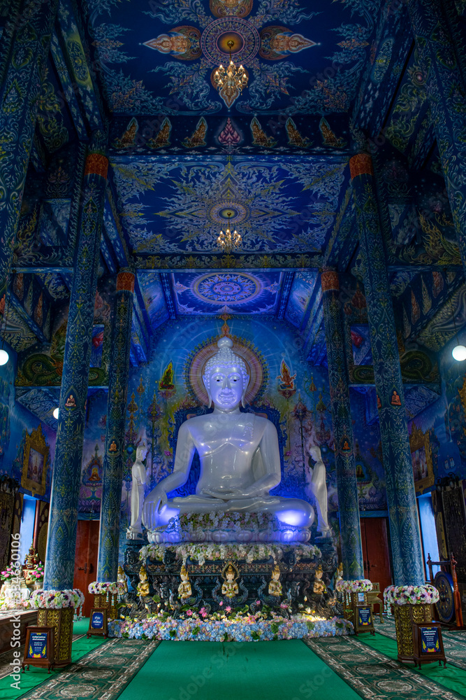 Blue temple buddha thailand