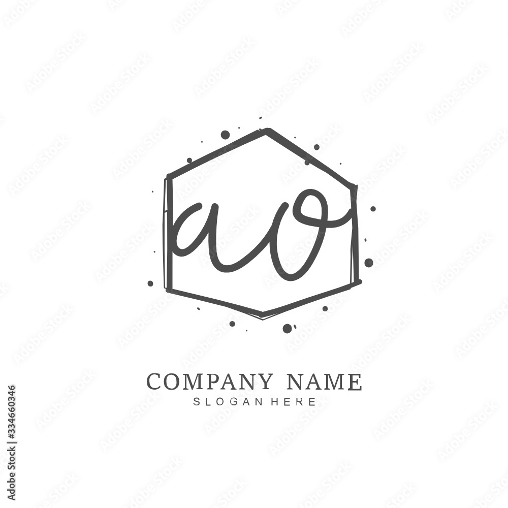 Handwritten initial letter A O AO for identity and logo. Vector logo template with handwriting and signature style. Handwritten initial letter A O AO for identity and logo. Vector logo template with handwriting and signature style.