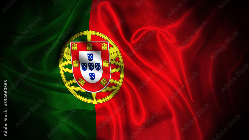 Fototapeta premium Close up waving flag of Portugal. National Portugal flag.