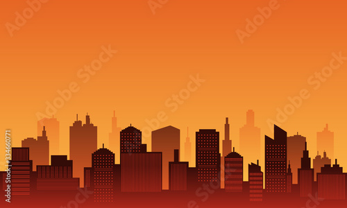 Background city with sunset in the downtown