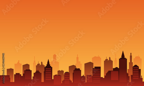 Background city with sunset in the downtown