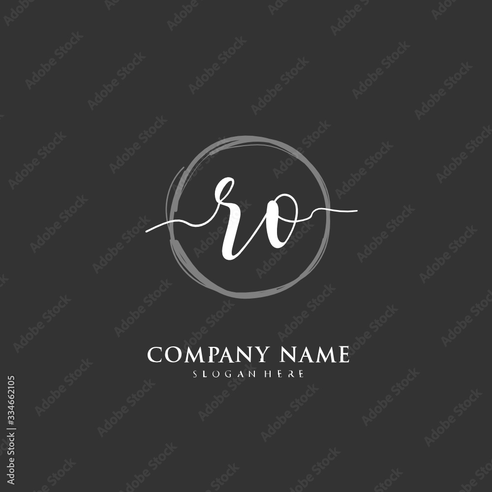 Handwritten initial letter R O RO for identity and logo. Vector logo template with handwriting and signature style. Handwritten initial letter R O RO for identity and logo. Vector logo template with handwriting and signature style.