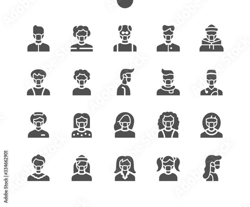 People with medical mask Well-crafted Pixel Perfect Vector Solid Icons 30 2x Grid for Web Graphics and Apps. Simple Minimal Pictogram