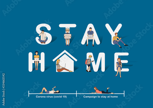 Stay at home awareness social media campaign ideas concept, Prevent COVID-19 coronavirus disease, Vector illustration