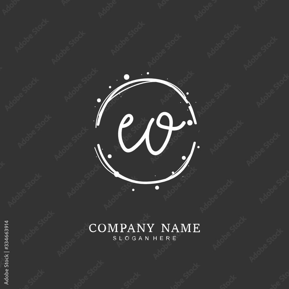 Handwritten initial letter E O EO for identity and logo. Vector logo template with handwriting and signature style. Handwritten initial letter E O EO for identity and logo. Vector logo template with handwriting and signature style.