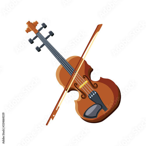 violin with stick on white background