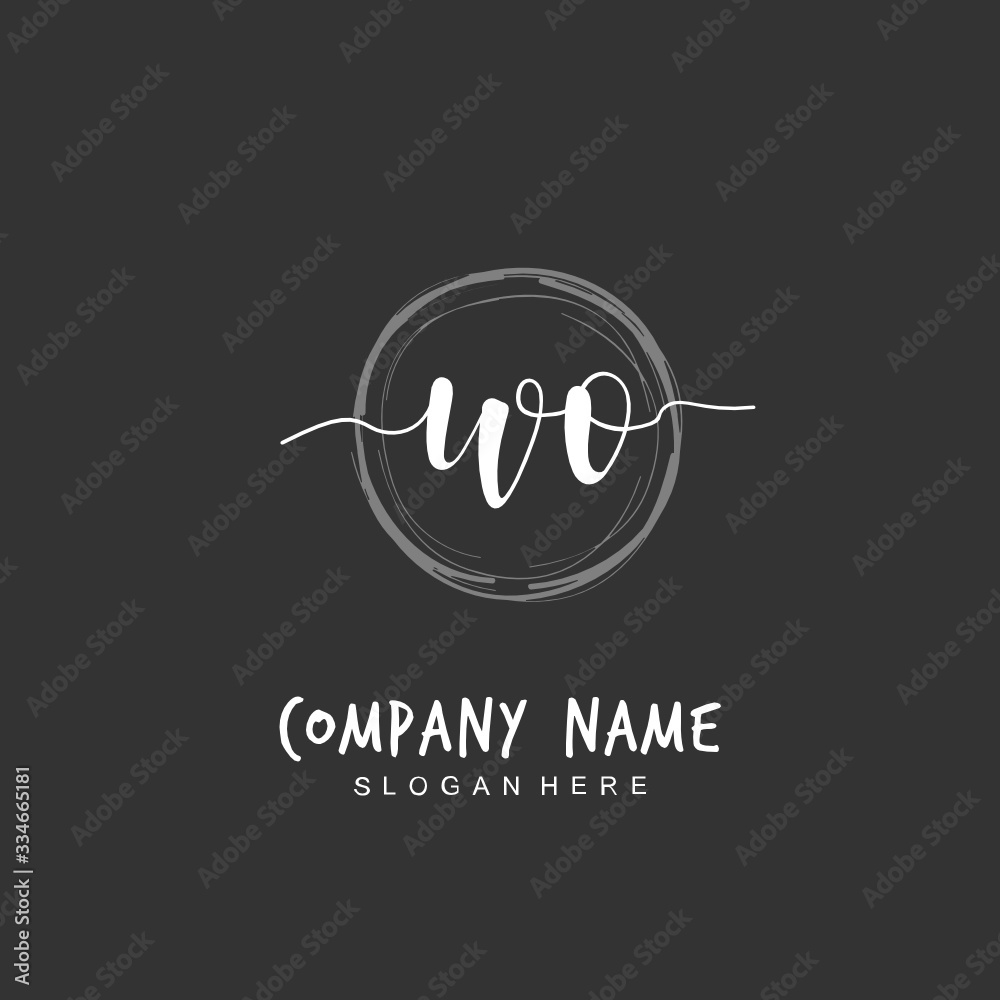 Handwritten initial letter W O WO for identity and logo. Vector logo template with handwriting and signature style. Handwritten initial letter W O WO for identity and logo. Vector logo template with handwriting and signature style.