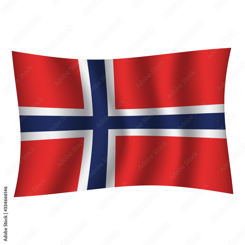 Fototapeta premium Norway flag background with cloth texture. Norway Flag vector illustration eps10. - Vector