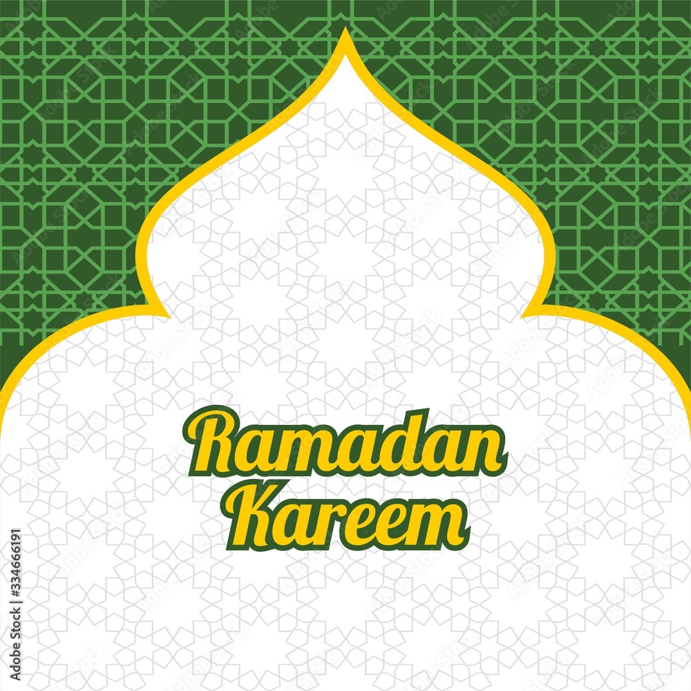 Islamic Background Square Ramadan Kareem With Mosque and Pattern Green Gold  and Grey Color Stock Vector | Adobe Stock