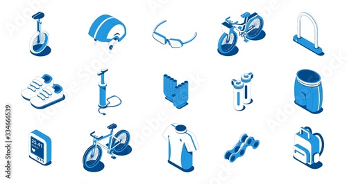 Bicycle Isometric Icons Set