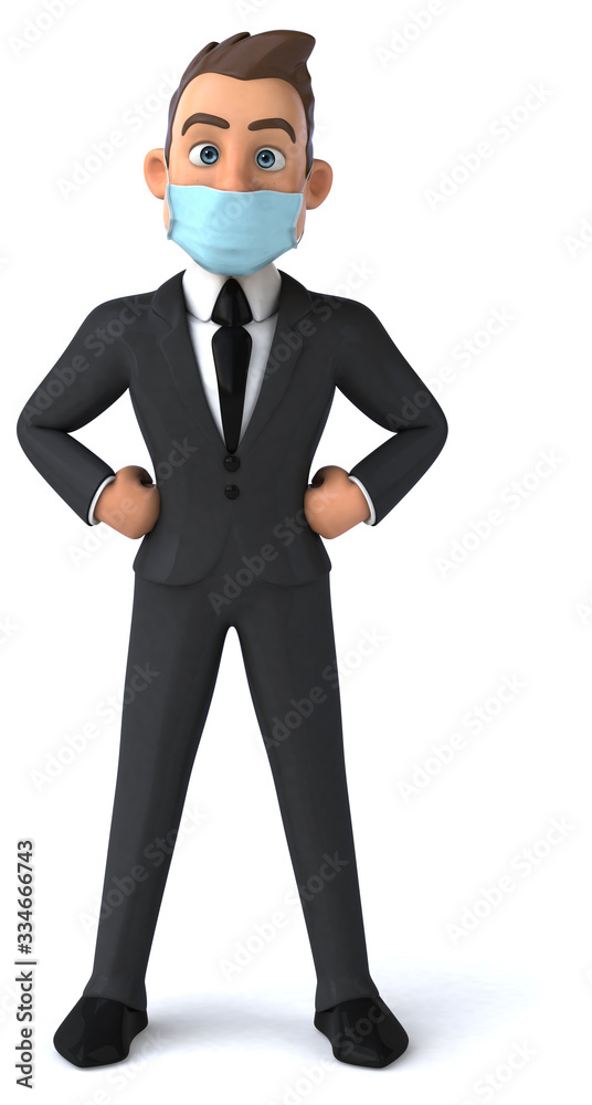 3D illustration of a cartoon character with a mask 3D illustration of a cartoon character with a mask