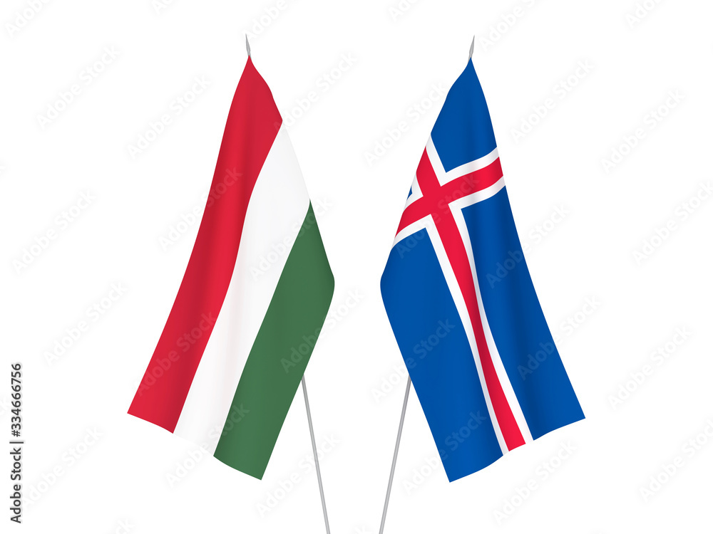 Iceland and Hungary flags