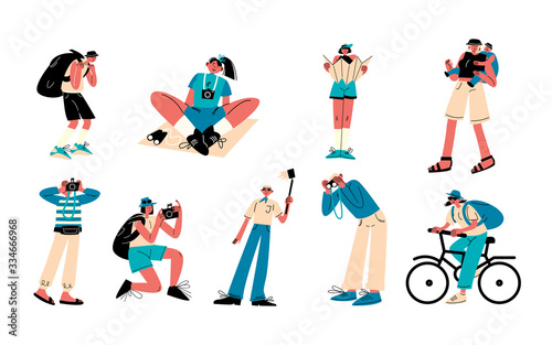Young people travelling around world vector illustration
