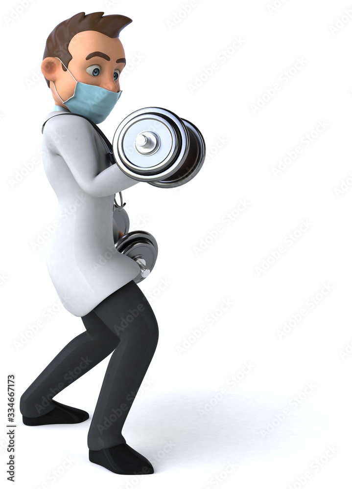 3D illustration of a cartoon character with a mask 3D illustration of a cartoon character with a mask