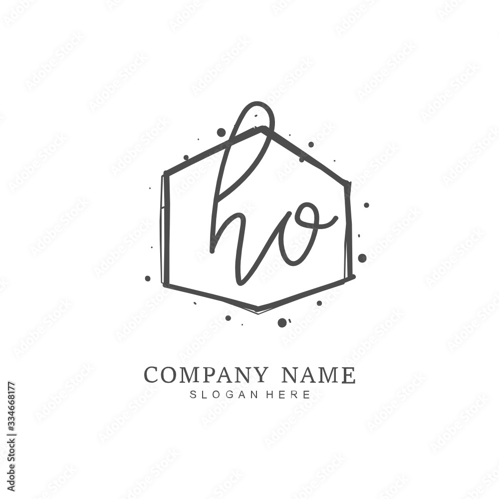 Handwritten initial letter H O HO for identity and logo. Vector logo template with handwriting and signature style. Handwritten initial letter H O HO for identity and logo. Vector logo template with handwriting and signature style.