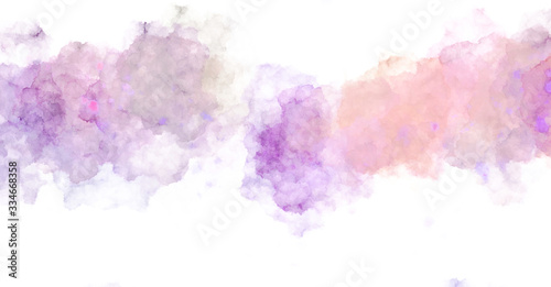 Watercolor painted background with blots and splatters. Brush stroked painting. 2D Illustration.