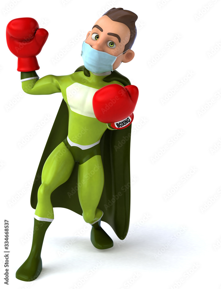 3D illustration of a cartoon character with a mask 3D illustration of a cartoon character with a mask
