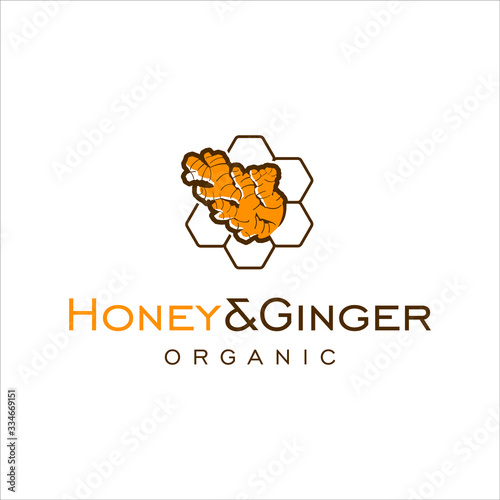 modern honey and ginger logo design, healthy drink fresh icon and vector template