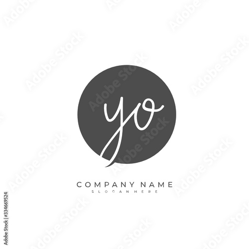 Handwritten initial letter Y O YO for identity and logo. Vector logo template with handwriting and signature style.