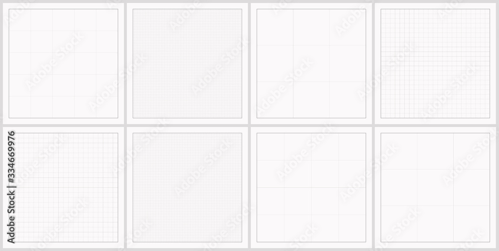 Set of editable vector graph paper pattern on black background. Editable blueprint paper grid lines. Set of editable vector graph paper pattern on black background. Editable blueprint paper grid lines.