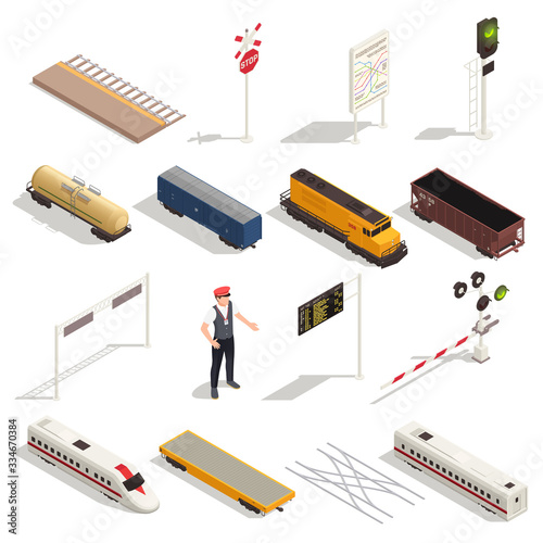 Train Railway Isometric Set