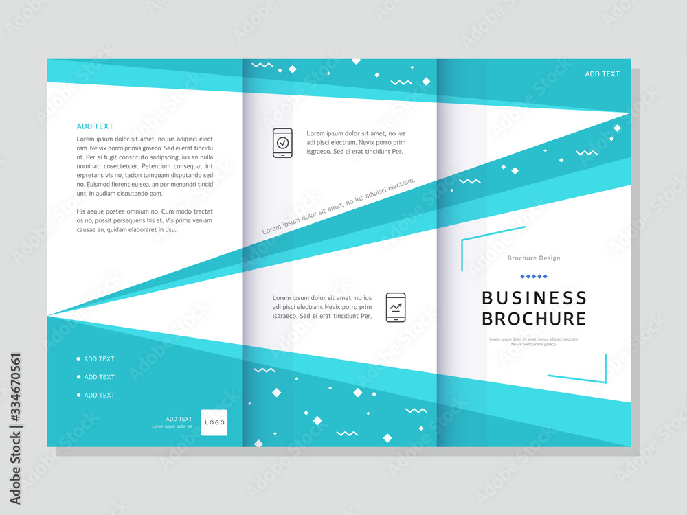 Three-fold business brochure with geometric background Three-fold business brochure with geometric background