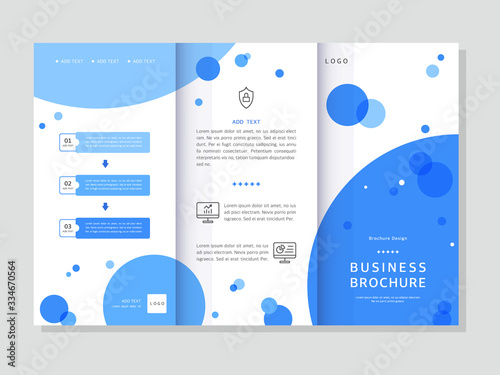 Three-fold business brochure with geometric background