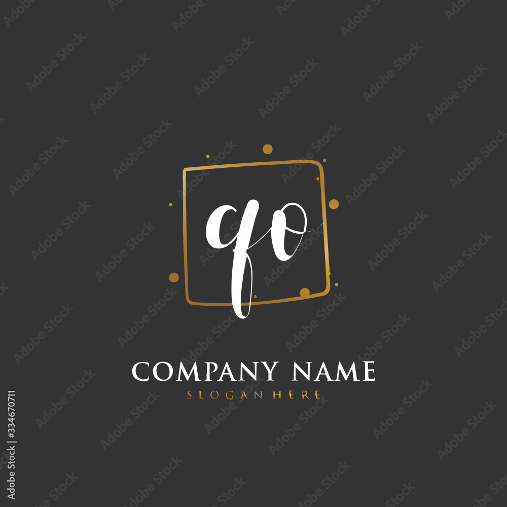 Handwritten initial letter Q O QO for identity and logo. Vector logo template with handwriting and signature style. Handwritten initial letter Q O QO for identity and logo. Vector logo template with handwriting and signature style.