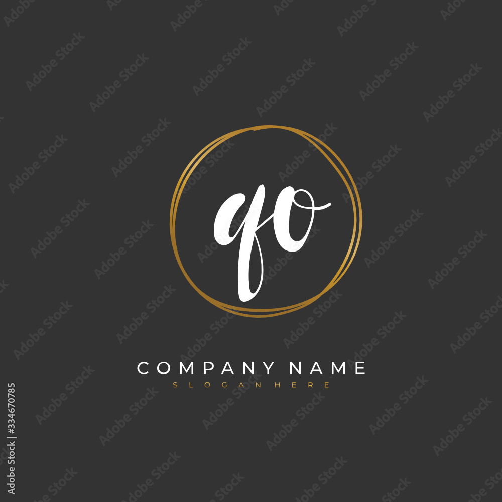 Handwritten initial letter Q O QO for identity and logo. Vector logo template with handwriting and signature style. Handwritten initial letter Q O QO for identity and logo. Vector logo template with handwriting and signature style.