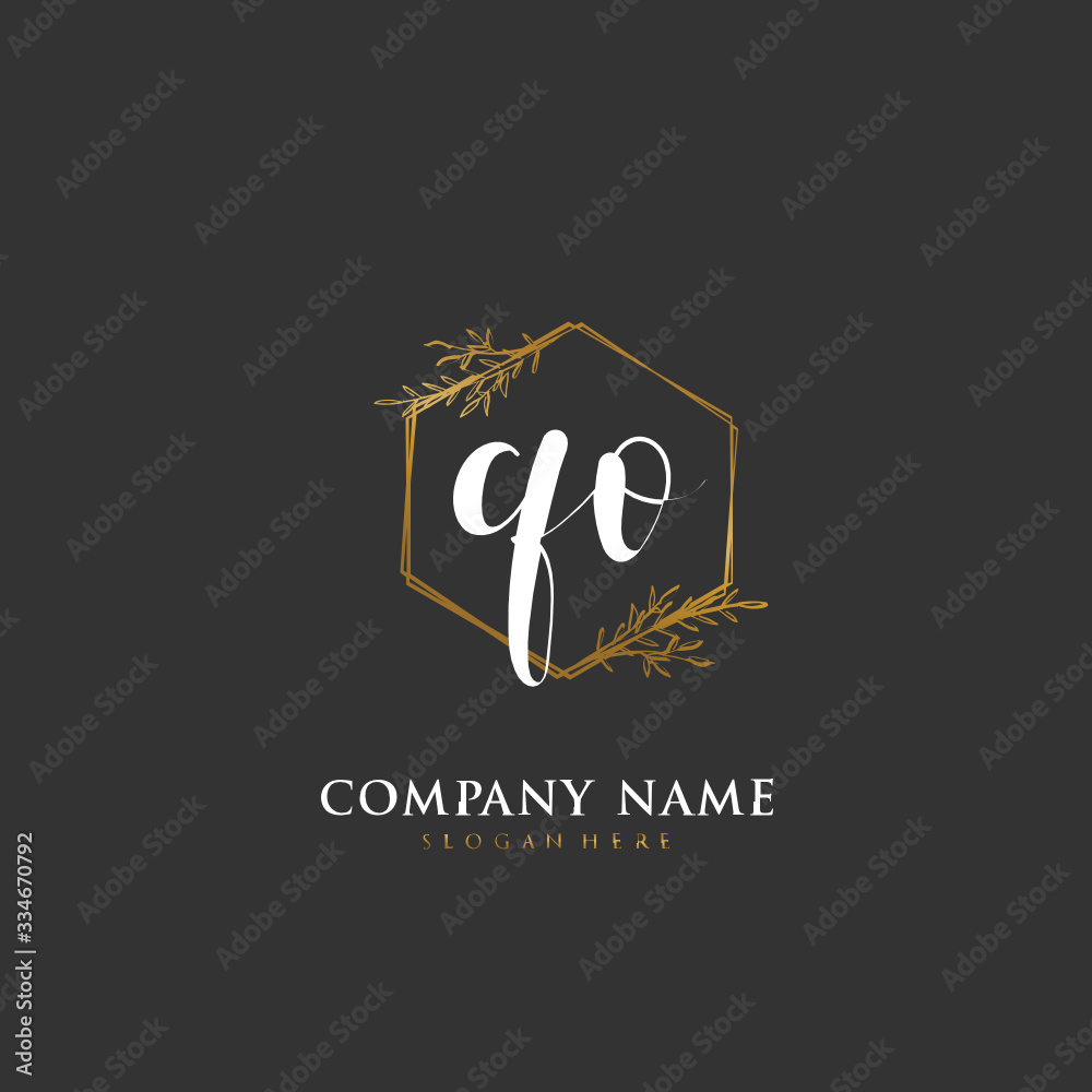Handwritten initial letter Q O QO for identity and logo. Vector logo template with handwriting and signature style. Handwritten initial letter Q O QO for identity and logo. Vector logo template with handwriting and signature style.