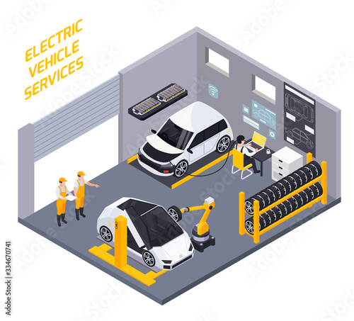 Electric Vehicles Service Isometric 