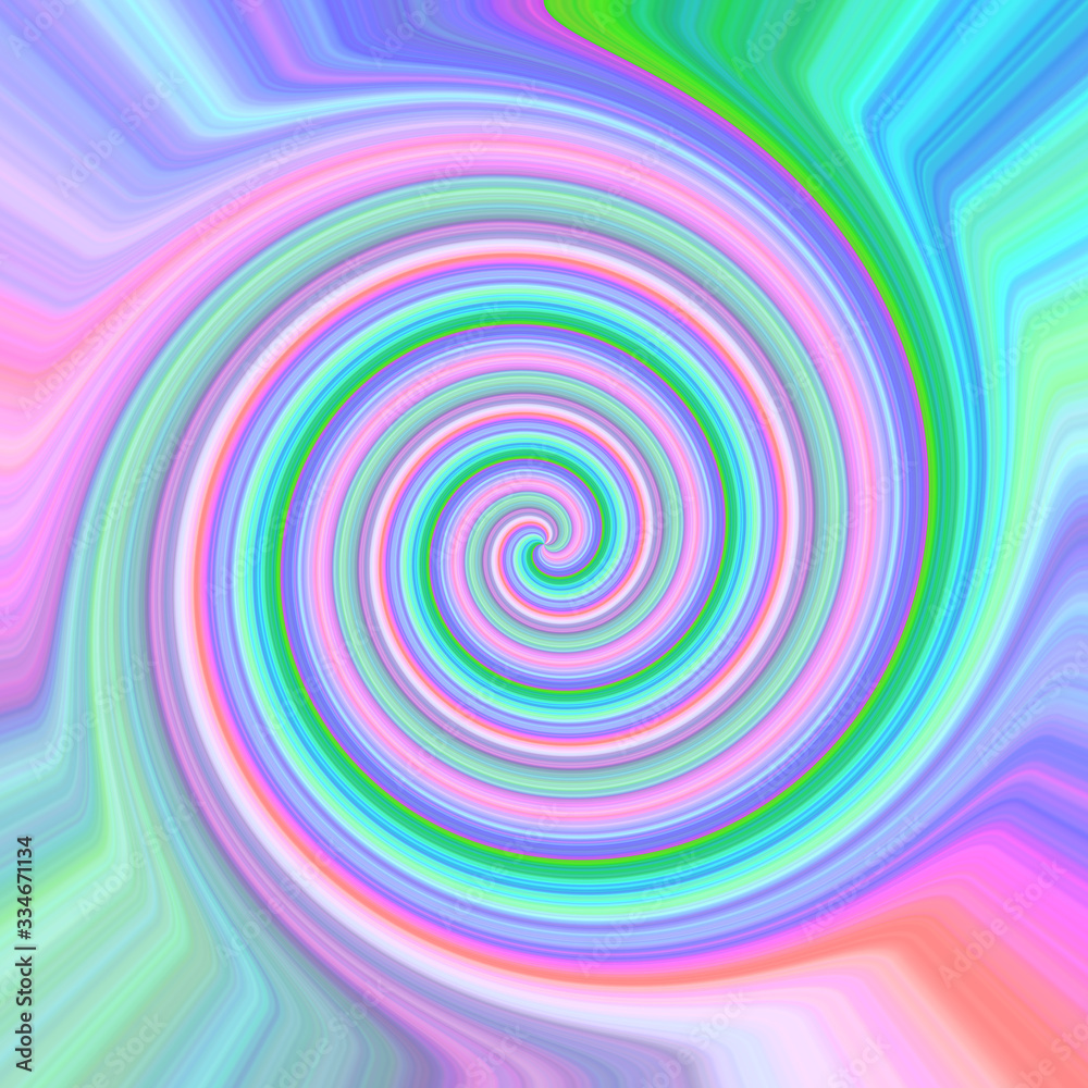 綺麗なパステル系の虹色のグラデーションの渦巻きの背景
