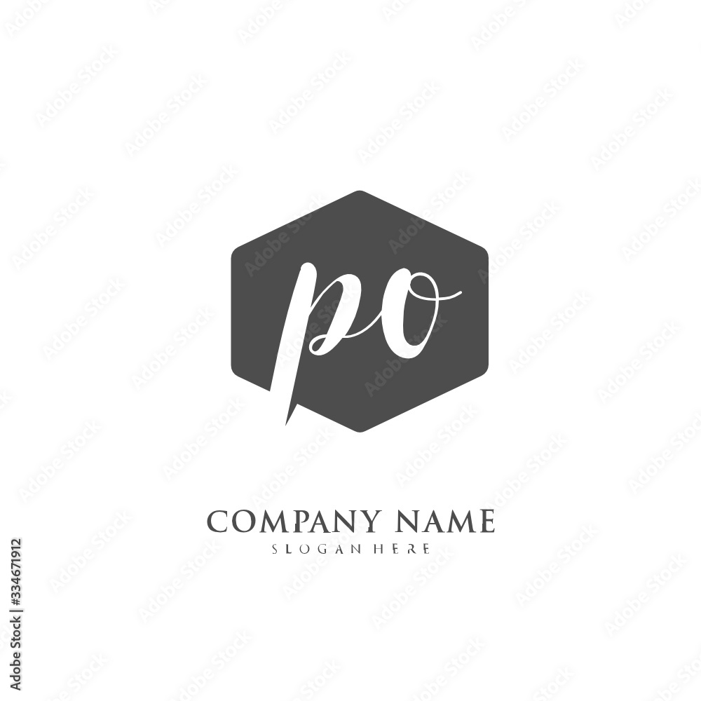 Handwritten initial letter P O PO for identity and logo. Vector logo template with handwriting and signature style. Handwritten initial letter P O PO for identity and logo. Vector logo template with handwriting and signature style.